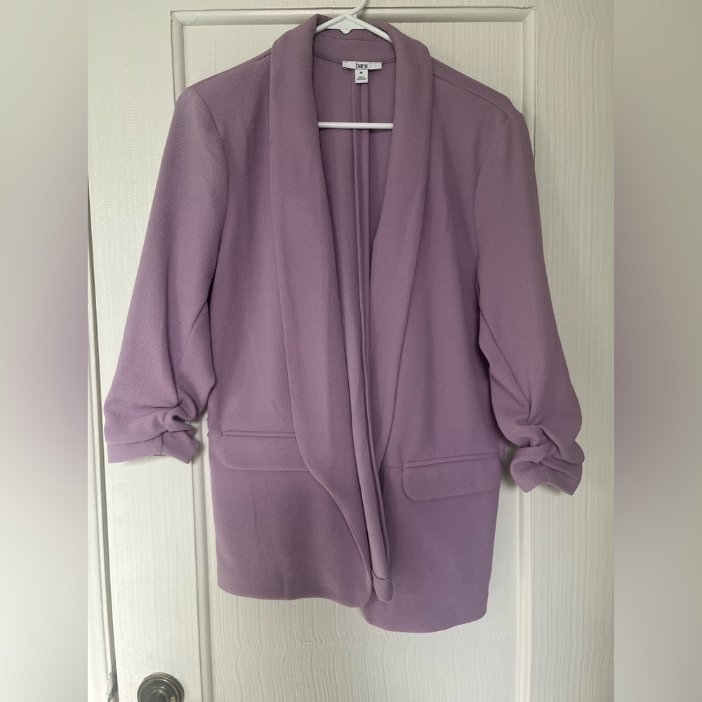 Bar III petite lightweight knit 3/4 sleeve lavender women’s “boyfriend” blazer - Picture 2 of 6